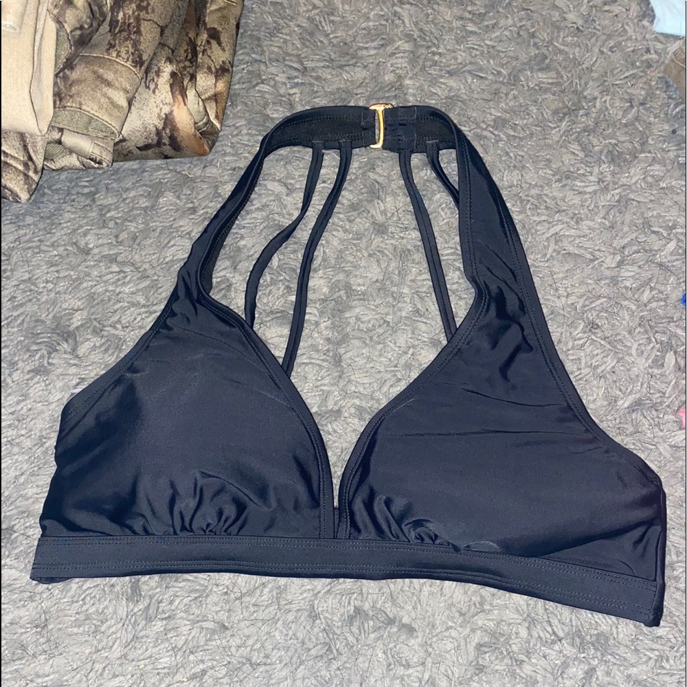 black halter bikini top